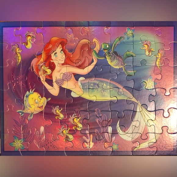 3 Disney Princess Puzzles: 100 pc Double-sided Ariel/Ursula & 2 More 48 pc - Picture 10 of 12